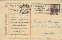 Belgien - Ganzsachen: 1924, 15c Violet Postal Stationery Card With Private Additional Print Red Cros - Other & Unclassified