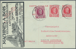 Belgien - Ganzsachen: 1927, 60c + 15c Red Postal Stationery Postcard With Additional Franking 15c Vi - Other & Unclassified