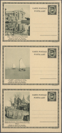 Belgien - Ganzsachen: 1934, 50 + 25 C. Picture Stationery Cards For Tourism In Uncut Strip Of Three - Other & Unclassified