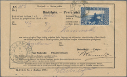 Bosnien Und Herzegowina: 1906, 25 H Blau, Einzelfrankatur Auf Rückschein Mit Stpl. K.und K.MILIT.POS - Bosnie-Herzegovine