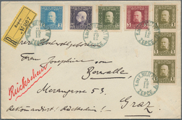 Bosnien Und Herzegowina: 1912, 60h. Franking (few Toned Perfs) At Correct Rate On Registered/Avis De - Bosnien-Herzegowina