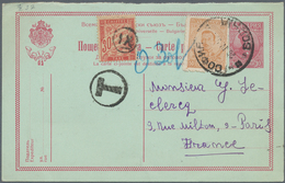 Bulgarien - Ganzsachen: 1919, 10 Kop. Ferdinand I. Stationery Card Uprated With 50 St. Sent To Franc - Cartes Postales