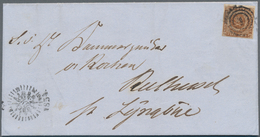 Dänemark: 1854 Fire R.B.S. Nut-brown, Thiele III, Used On Folded Cover From Copenhagen, Tied By Nume - Neufs