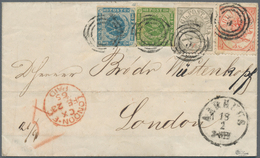 Dänemark: 1865 Folded Cover From Aarhuus To London Via Hamburg, Franked By 1855 2s. Blue In Combinat - Neufs
