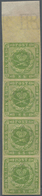 Dänemark: 1857 8s. Green Top Marginal Vertical Strip Of Four, Wmk Crown Plus Part Sheet Marginal Wmk - Neufs