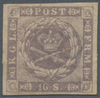 Dänemark: 1857 16s. Greyish Violet, Mint Lightly Hinged With Even Wide Margins All Round, Fresh And - Neufs