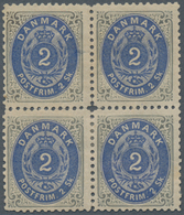 Dänemark: 1871 2s. Grey & Ultramarine, PERF 12½, Block Of Four From Printing 1a, Sheet Pos. A65-66/7 - Neufs