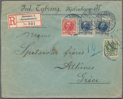 Dänemark: 1910 Destination GREECE: Registered Cover From Copenhagen To Athens Franked By KFVIII. 5 ø - Ungebraucht