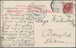 Dänemark: 1908, 10 Öre Single Franking On Souvenir Postcard From Kopenhavn To Bangkok/Siam, Arrival - Neufs