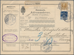 Dänemark: 1913, 120 Öre Mixed Franking On Parcel Card From Kobenhavn To Sweden - Neufs