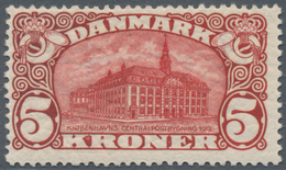 Dänemark: 1912, GPO Copenhagen 5kr. Brown-red With Wmk. Crown, Mint Lightly Hinged, Mi. € 350,-- (Fa - Neufs