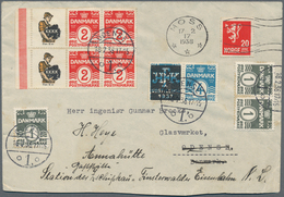 Dänemark - Zusammendrucke: 1938, Letter From Norway To Odense And There Franked With 2 Öre Red Compl - Sonstige & Ohne Zuordnung