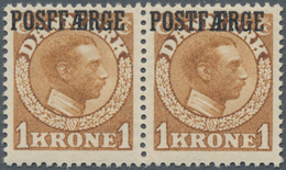 Dänemark - Postfähremarken: 1919 1k. Yellow-brown Horizontal Pair, Left-hand Stamp With Overprint Er - Sonstige & Ohne Zuordnung