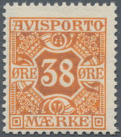 Dänemark - Verrechnungsmarken: 1914 Avisporto 38 øre Orange, Wmk Mult Cross, Mint Never Hinged, Fres - Revenue Stamps