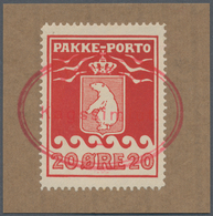 Dänemark - Grönland: 1915, 20 Ore On Piece With Red Cancellation "Udstedet Kagssimiut", With Certifi - Briefe U. Dokumente