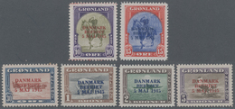 Dänemark - Grönland: 1945, Befreiung Dänemarks 6 Werte Tadellos Postfrisch Mit Andersfarbigen Aufdru - Covers & Documents