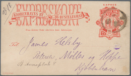 Dänemark - Ganzsachen: CITY MAIL: 1885 (ca.), "EXPRESSKORT Kiobenhavns By OG HUSGELEGRAF" 10 Öre Red - Entiers Postaux