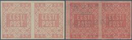 Estland: 1919. Definitive 5 K In A Horizontal Pair, Rosa On Grey White Paper And Definitive 5 K In A - Estland