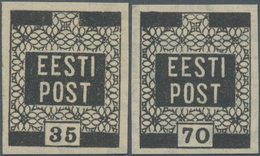 Estland: 1919. Definitives 35p And 70p Each Black On Greenish Paper, Unused. (G1) - Estonie