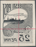 Estland: 1920. View Of Reval (Tallinn) 25p. Enlarged, Mirror-image Barite Print (37x48 Mm). Signed. - Estonie
