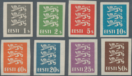 Estland: 1928/1929. Heraldic Lion, 8 Values As Proofs Without Net Overprint, And Additionally 10s Co - Estonie