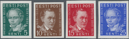 Estland: 1938, 100 Years "OPETATUD EESTI SELTS" Complete Set Of Four Imperforaated Proofs. - Estland