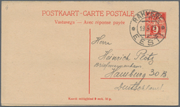 Estland - Ganzsachen: 1923, 9/9 Mk Brick-red Postal Stationery Double Postcard From Rakvere To Hambu - Estland