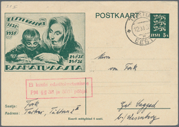 Estland - Ganzsachen: 1935, 5 S Dark-green Memorial Postal Stationery Postcard From TARTU To Germany - Estland