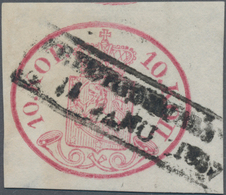 Finnland: 1856 10k. Rose-carmine, Used And Cancelled By Partially Indistinct Small Box Postmark "... - Oblitérés