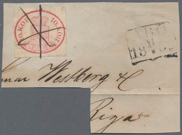 Finnland: 1856, 10kop. Carmine, Fresh Colour And Full To Wide Margins On Large Piece Of Letter, Obli - Gebruikt