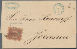 Finnland: 1873, 40 P Brown Ribbed Paper Rouletted C With Blue Circle Cancel WYBORG On Folded Letter - Oblitérés