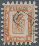 Finnland: 1867, 1 M Geblbraun Auf Weiß, Sauber Entwertet Mit Rahmenstempel "FR. KO", Luxusstück Mit - Used Stamps