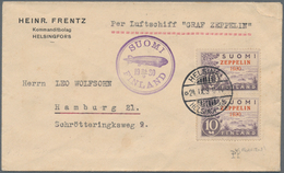 Finnland: 1930 Zeppelin 10m. Vertical Pair, Bottom Stamp With "malformed First "P" In ZEPPELIN", Use - Gebraucht