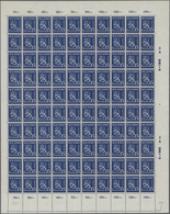 Finnland: 1948, Lion Type 15m. Blue Complete (folded) Sheet With 100 Stamps And Margins Around With - Oblitérés