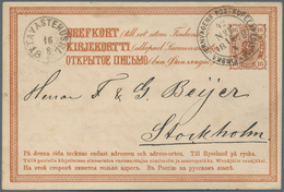 Finnland - Ganzsachen: 1873/1876, 2 Ganzsachenkarten 16 P. Nach Stockholm Bzw. Nach Chemnitz (Mi. 30 - Entiers Postaux