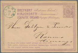 Finnland - Ganzsachen: 1876, 10 P Violet Postal Stationery Card With Blue Small Circle Cancel Of "KE - Ganzsachen