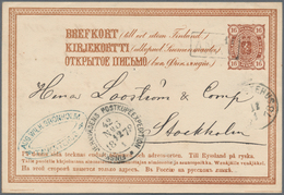 Finnland - Ganzsachen: 1878, 16 P Brown Postal Stationery Card With Railway Post Cancel From Taveste - Entiers Postaux