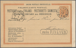 Finnland - Ganzsachen: 1883, 10 P Brown Postal Stationery Card With Circle Cancel STOCKHOLM And Besi - Ganzsachen