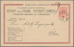 Finnland - Ganzsachen: 1888, 10 P Red Postal Stationery Card With Circle Cancel "JOKKAS" To Abo, Sca - Entiers Postaux