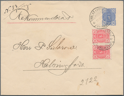 Finnland - Ganzsachen: 1896, 25 P Blue Postal Stationery Cover With Additional Franking 10 P Red Pai - Entiers Postaux