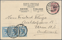 Finnland - Ganzsachen: 1921, 60 P Dark-lilac And 90 P Rose Overprint Postal Stationery Double Cards - Postal Stationery