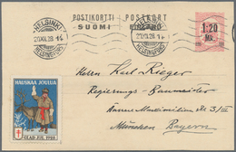 Finnland - Ganzsachen: 1921/1922, 60/60 Lilac Postal Stationery Double Card And 1.20 M On 40 P Rose - Ganzsachen