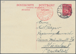 Finnland - Ganzsachen: 1932, 1 1/2 M Red Single And Double Postal Stationery Postcards Used From KUO - Entiers Postaux