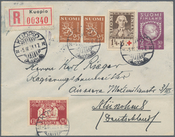 Finnland - Ganzsachen: 1935, 2 M + 50 P Lilac Postal Stationery Cover With Blue Lining Inside And Li - Ganzsachen
