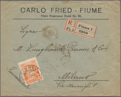 Fiume: 1919, 45 C Orange Single Franking On Registered Letter With Censor Ship To Milano - Fiume