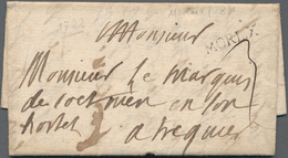 Frankreich - Vorphilatelie: 1722, "MORL. X" Early Very Rare, Shortened Postmark Of MORLAIX/Bretagne - 1792-1815: Dipartimenti Conquistati