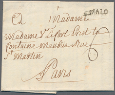 Frankreich - Vorphilatelie: 1751, "S. MALO" One-liner (Lenain No. 9) On Folded Letter To Paris, Rare - 1792-1815: Départements Conquis