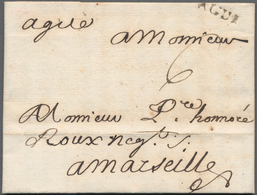 Frankreich - Vorphilatelie: 1753, "AGDE" One-liner And Handwritten On Complete Folded Letter To Mars - 1792-1815: Départements Conquis