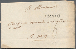 Frankreich - Vorphilatelie: 1753, "S. MALO" One-liner (Lenain No. 10) On Complete Folded Letter To P - 1792-1815: Dipartimenti Conquistati