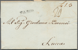 Frankreich - Vorphilatelie: 1777, "PARIGI" One-liner On Folded Letter With Besides Handwritten Taxes - 1792-1815: Dipartimenti Conquistati